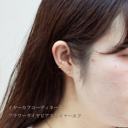 【Natural】K10  Green Leaf リーフデザイン リース イヤーカフ　