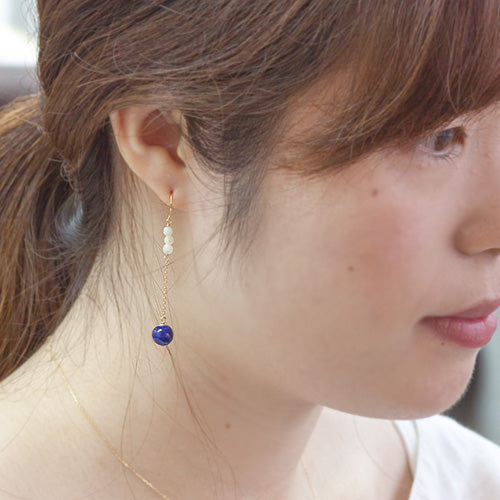 K18  ラピスラズリ　ロングフックピアス　