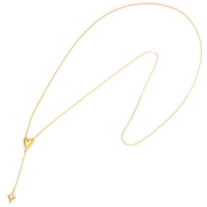 【Natural】LiLiNa K18 ハートモチーフ Y字 ダイヤモンド ロングネックレス　