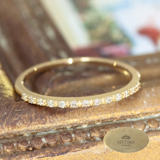 【Natural】K18 Line Ring ダイヤモンド ラインリング 0.05ct　