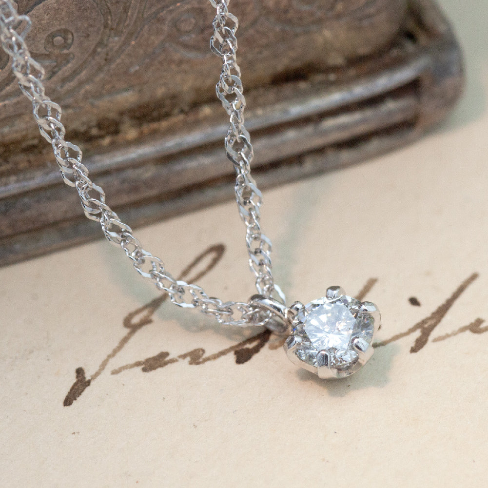 【LIMITED】【Natural】18ホワイトゴールド 0.1ct 一粒ダイヤモンドネックレス