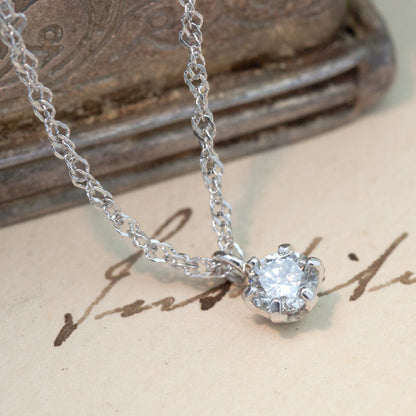 【LIMITED】【Natural】18ホワイトゴールド 0.1ct 一粒ダイヤモンドネックレス