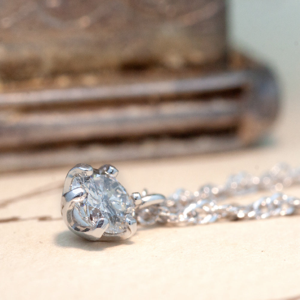 【LIMITED】【Natural】18ホワイトゴールド 0.1ct 一粒ダイヤモンドネックレス
