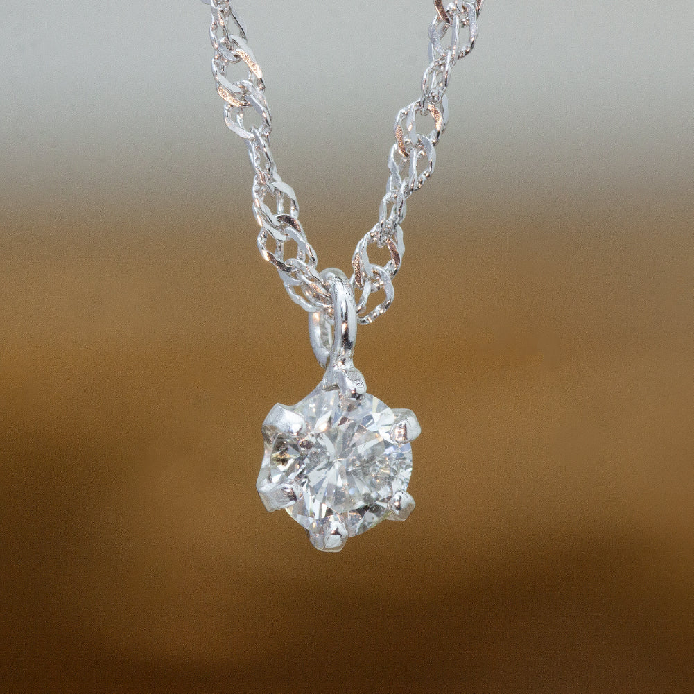 【LIMITED】【Natural】18ホワイトゴールド 0.1ct 一粒ダイヤモンドネックレス