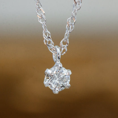 【LIMITED】【Natural】18ホワイトゴールド 0.1ct 一粒ダイヤモンドネックレス