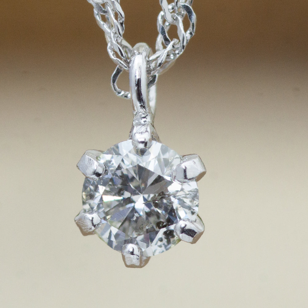 【LIMITED】【Natural】18ホワイトゴールド 0.1ct 一粒ダイヤモンドネックレス