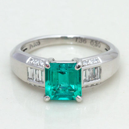 【LIMITED】【Natural】PT900 エメラルド リング 1.36ct