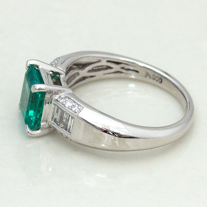 【LIMITED】【Natural】PT900 エメラルド リング 1.36ct