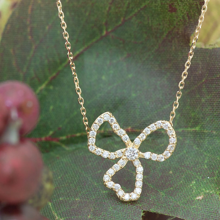 【Natural】K18 PT ダイヤモンドネックレス FIORE 0.22ct