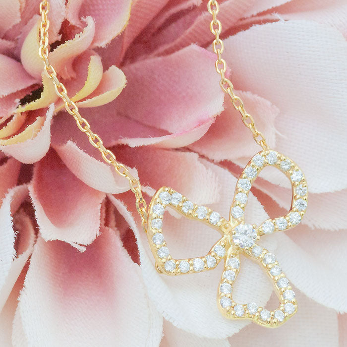 【Natural】K18 PT ダイヤモンドネックレス FIORE 0.22ct