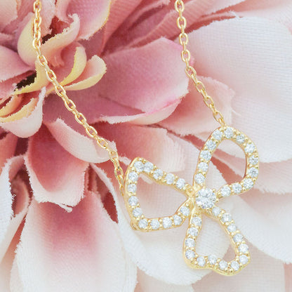 【Natural】K18 PT ダイヤモンドネックレス FIORE 0.22ct
