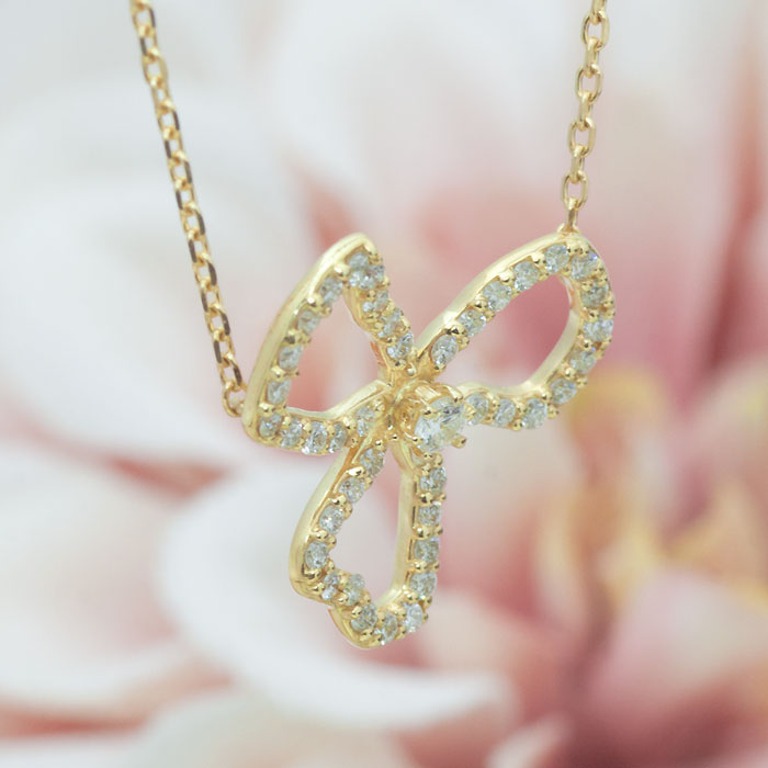 【Natural】K18 PT ダイヤモンドネックレス FIORE 0.22ct