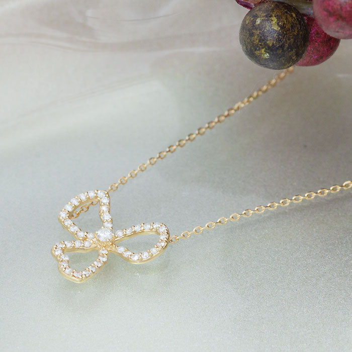 【Natural】K18 PT ダイヤモンドネックレス FIORE 0.22ct