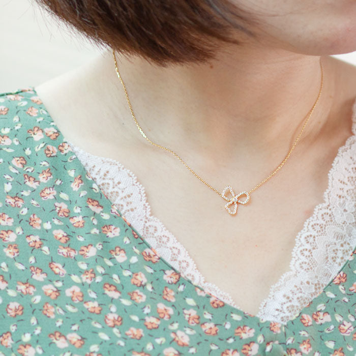 【Natural】K18 PT ダイヤモンドネックレス FIORE 0.22ct