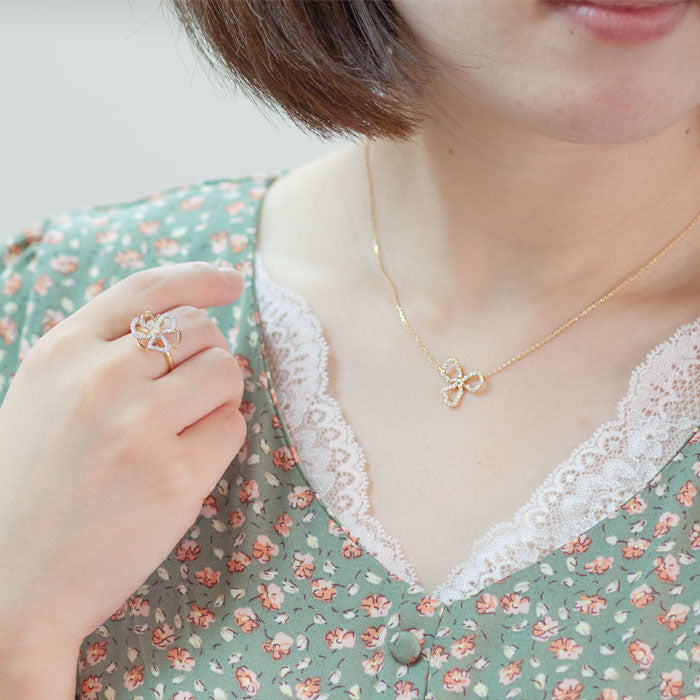 【Natural】K18 PT ダイヤモンドネックレス FIORE 0.22ct