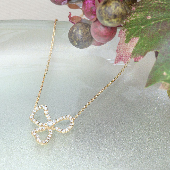 【Natural】K18 PT ダイヤモンドネックレス FIORE 0.22ct