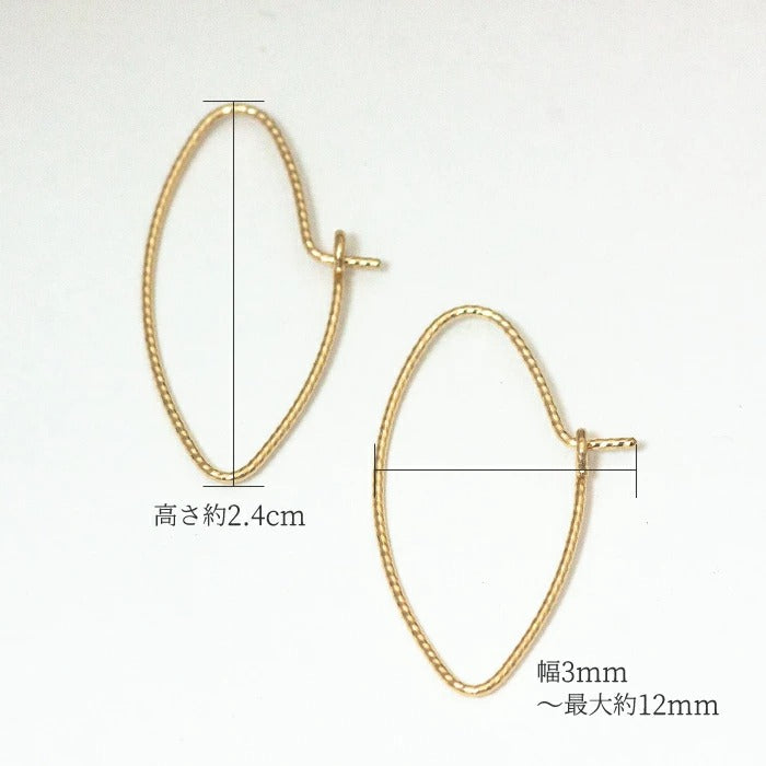 Ｋ10　ゴールド リーフ　フープピアス　