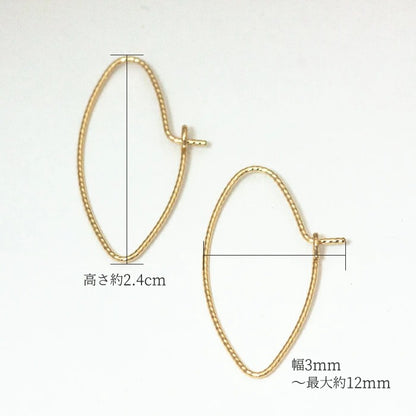 Ｋ10　ゴールド リーフ　フープピアス　
