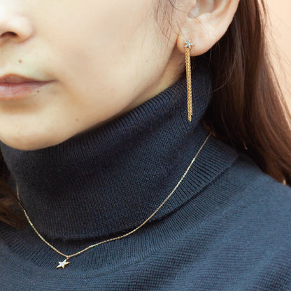 【Natural】K10 スター  ダイヤモンド パヴェネックレス　