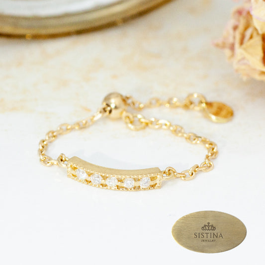 【Natural】K18  ダイヤモンドチェーンリング　レール　0.05ct　