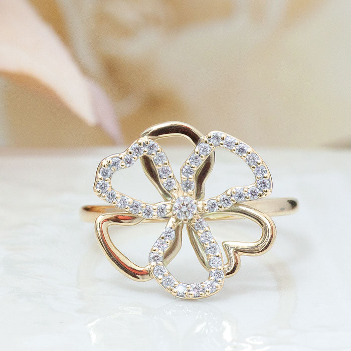 【Natural】K18 PT ダイヤモンドリング Fiore 0.22ct