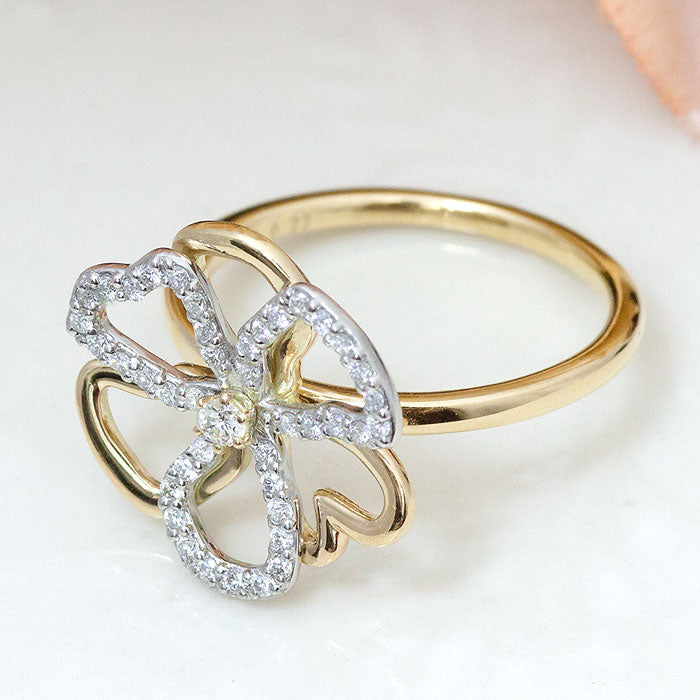 【Natural】K18 PT ダイヤモンドリング Fiore 0.22ct