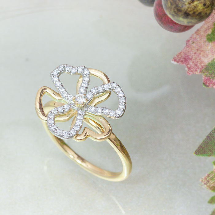 【Natural】K18 PT ダイヤモンドリング Fiore 0.22ct