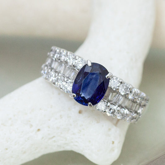【LIMITED】【Natural】PT900 ブルーサファイア リング 1.28ct