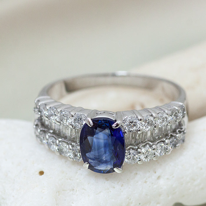 【LIMITED】【Natural】PT900 ブルーサファイア リング 1.28ct