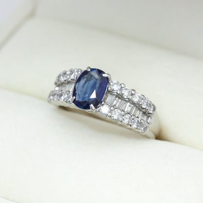 【LIMITED】【Natural】PT900 ブルーサファイア リング 1.28ct