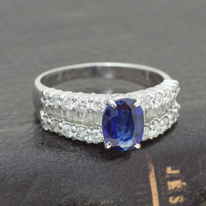 【LIMITED】【Natural】PT900 ブルーサファイア リング 1.28ct