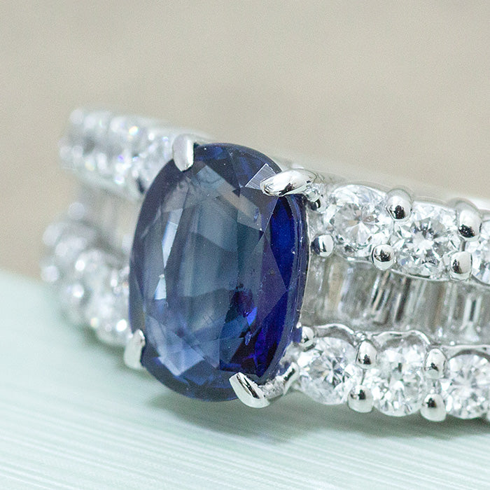 【LIMITED】【Natural】PT900 ブルーサファイア リング 1.28ct