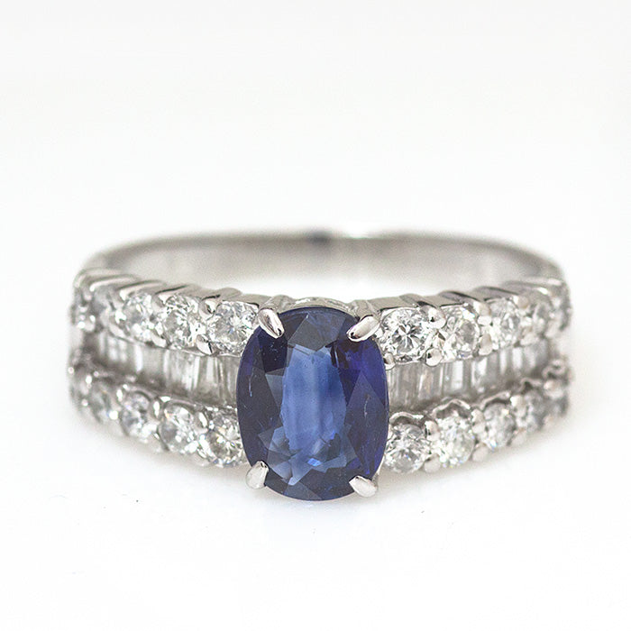 【LIMITED】【Natural】PT900 ブルーサファイア リング 1.28ct