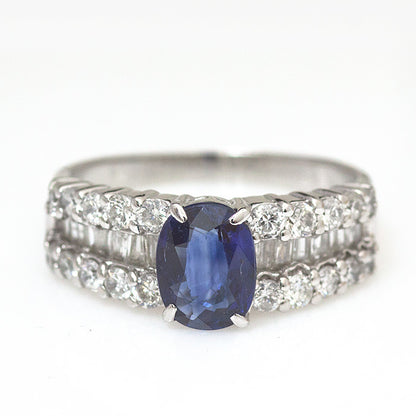 【LIMITED】【Natural】PT900 ブルーサファイア リング 1.28ct