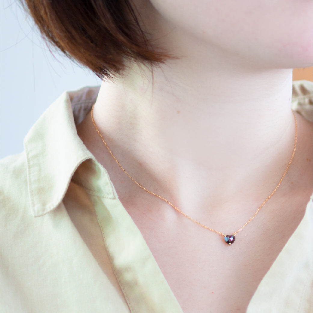 LIMITED】【Natural】K18 ブラックダイヤ ハートネックレス 0.572ct