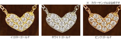 【Natural】K10 ハート ダイヤモンド パヴェネックレス　