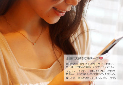 【Natural】K10 ハート ダイヤモンド パヴェネックレス　