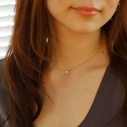【Natural】K18  一粒ダイヤモンドネックレス  6本爪 0.2ct