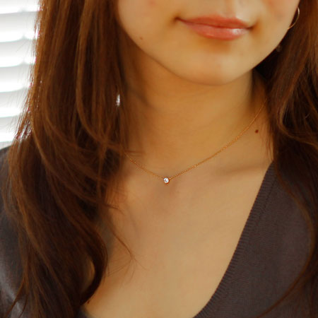 【Natural】プラチナ 一粒ダイヤモンドネックレ 6本爪 0.2ct