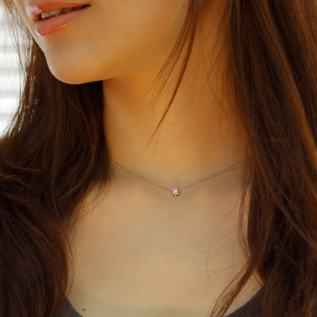 【Natural】プラチナ  一粒ダイヤモンドネックレス 4本爪 0.3ct
