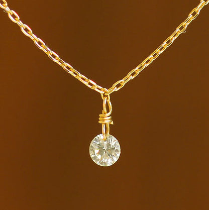 【Natural】K10  フレームレス 一粒 ダイヤモンドネックレス 0.1ct　