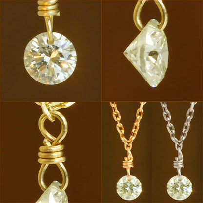 【Natural】K10  フレームレス 一粒 ダイヤモンドネックレス 0.1ct　