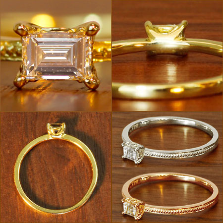 R00116 K10 バゲットカット ダイヤモンドリング 0.12ct