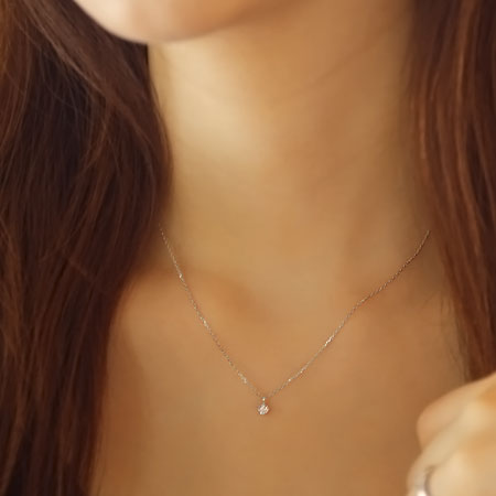 K18 《ハート＆キューピッド》ダイヤモンド ネックレス 0.1ct N00146 