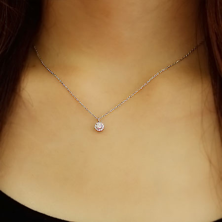 【Natural】プラチナ《ハート＆キューピッド》 エレガント ネックレス 0.16ct　