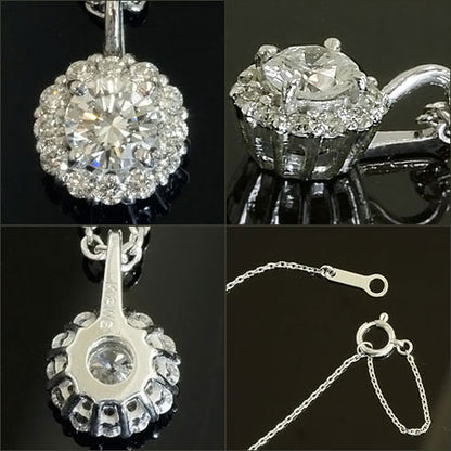 【Natural】プラチナ《ハート＆キューピッド》 エレガント ネックレス 0.16ct　