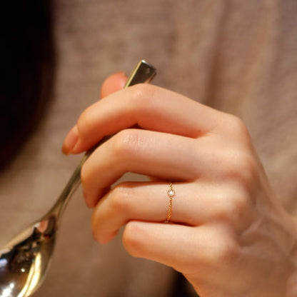 【Natural】K18 K10  ローズカットダイヤモンドチェーンリング　0.08ct　
