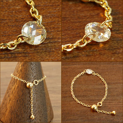 【Natural】K18 K10  ローズカットダイヤモンドチェーンリング　0.08ct　