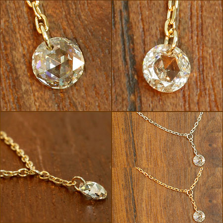 K18 ローズカット フレームレスネックレス 0.10ct N00156 – SISTINA