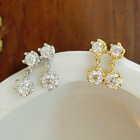 【Natural】K18  スウィングダイヤピアス　0.24ct　